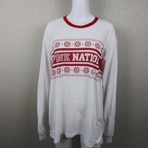 PINK Victoria's Secret Long Sleeve Snowflake Tee